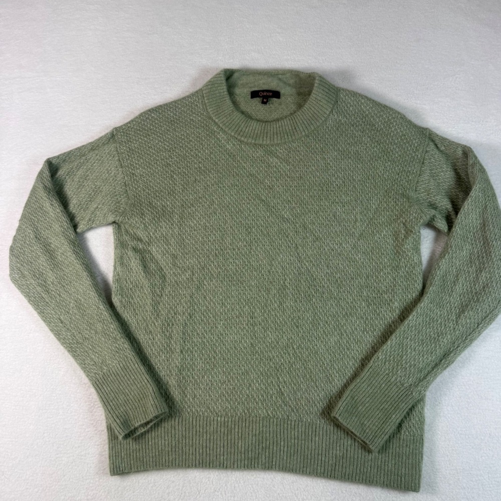 Quince Wool Alpaca Crewneck Sweater Womens Medium Sage Green Quiet Luxury Knit